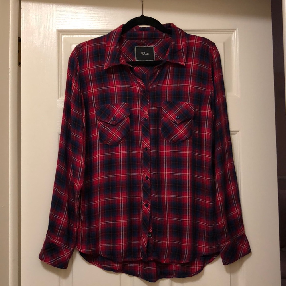 Rails Carmen Long Sleeve Button Down- Rasp/ Navy